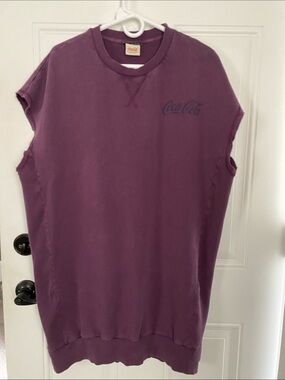 ZARA Coca Cola Women's Sleeveless Pullover Shirt Dress in Plum Purple